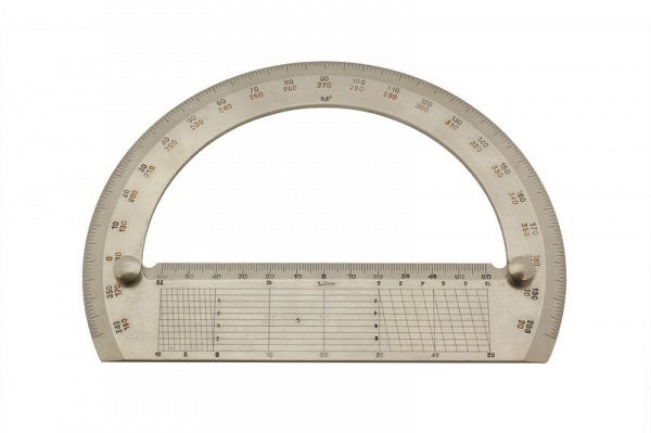 Транспортир геодезический ТГ-А. СССР, г. Рыльск Курской обл., з-д чертежных принадлежностей, 1978-80 гг. 